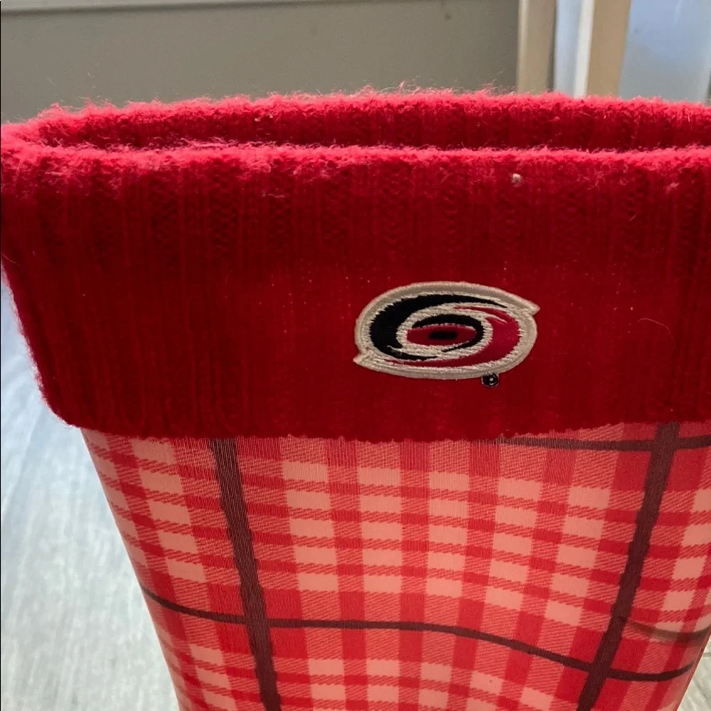 Carolina Hurricanes NHL Plaid Red White Black Snow Rain Winter Game Day Boots - Picture 7 of 7